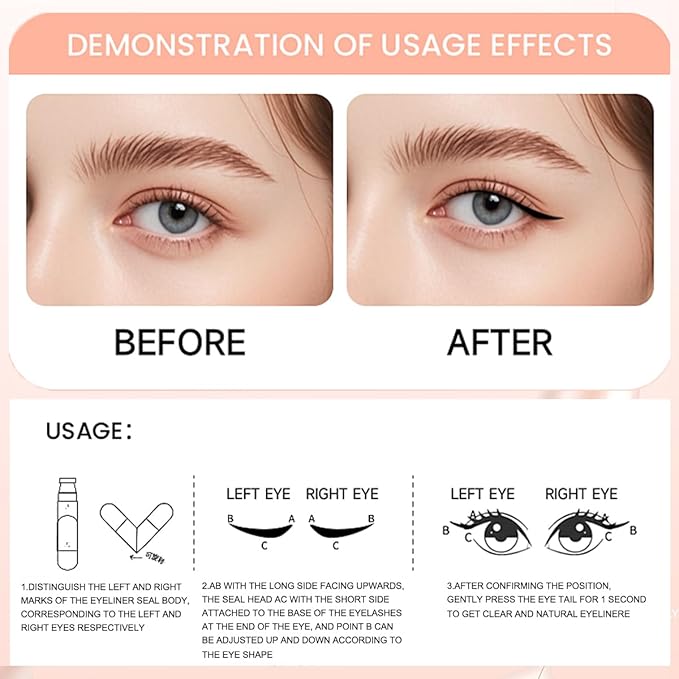 2 PCS Dual-Ended Eyeliner Stamp, Foldable Winged Liner Stamp, Easy to Apply Cat Eye Stamp with L/R Markings, Smudge-Resistant, Beginner-Friendly Winged Eyeliner (Black & Brown)