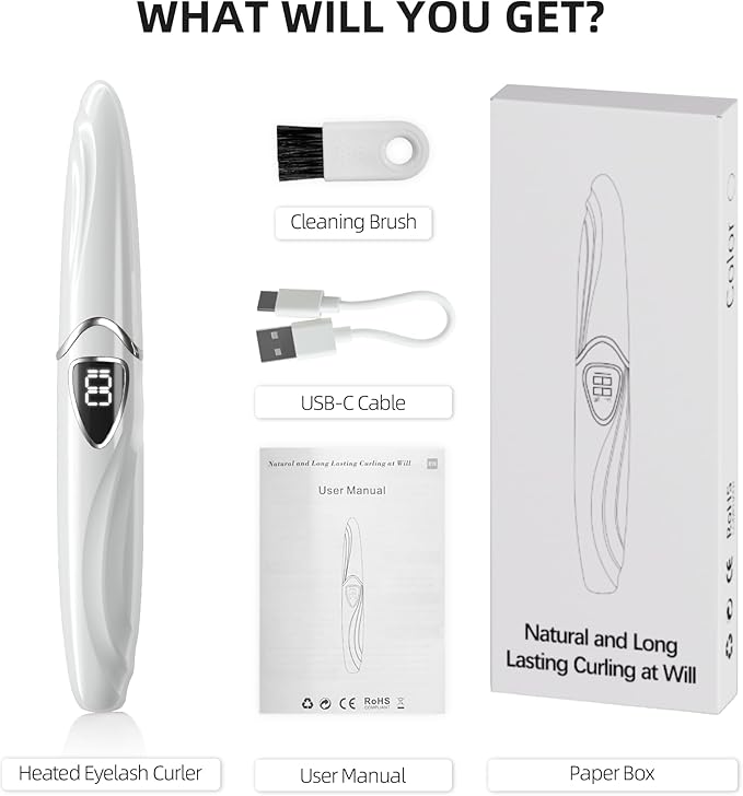 Heated Eyelash Curler, S600 Heated Lash Curler, Accurate Temperature Control Electric Eyelash Curler Heated - Intelligent Power Off, Long Lasting (Vanilla Ice/Silver, S600-148MM)