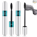2 Pack 2 in 1 QIC 5x Longer Washable Black Mascara, 4D Silk Fiber Lash 2 Step, No Clumping, Long-lasting Waterproof Lash Cosmetics Beauty Eye Makeup