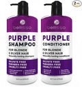 Purple Shampoo and Conditioner Set for Platinum Blonde, Silver, Light, Bleached and Grey Hair - Sulfate and Paraben Free Professional Salon Grade Toner (2 x 16 fl oz) – for Women and Men