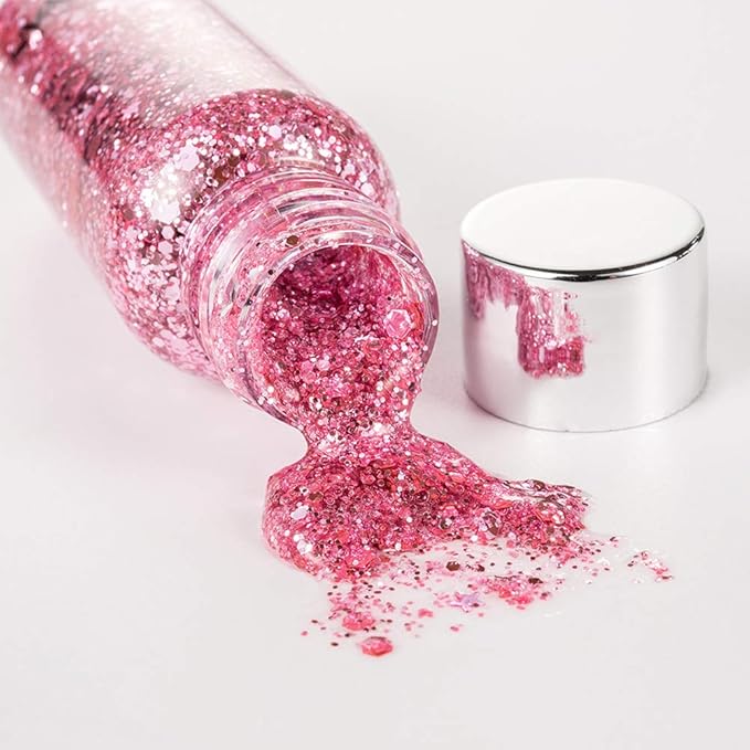 Mermaid Sequins Chunky Glitter Liquid Eyeshadow Glitter Body Gel Festival Glitter Cosmetic Face Hair Nails Makeup Long Lasting Sparkling 30g (#09 White)