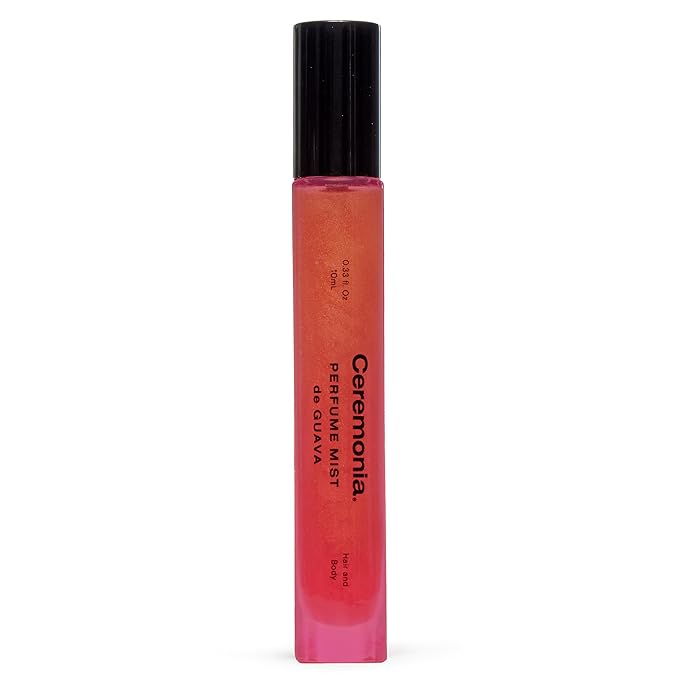 Ceremonia Perfume Mist De Guava | Alcohol-Free Hair & Body Mist with Notes of Guava, Lemon Zest & Peach | Light Glowy Shimmer, 0.33 fl oz