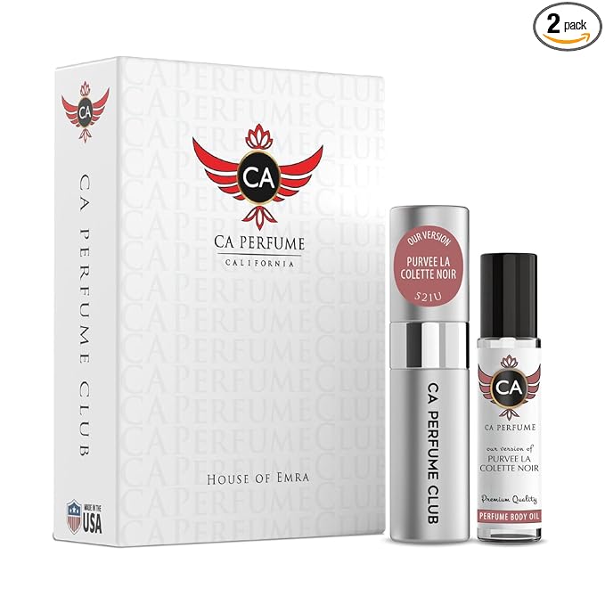 CA Perfume Duo Impression of Purvee La Colette Noir For Women And Men Perfume Layering Set Long Lasting Travel Size EDP + Body Oil Roll-On Bottle 0.27 Fl Oz+0.33 Fl Oz