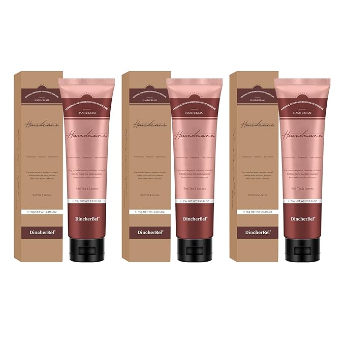 DincherBel 3 Pack Advanced Fragrance Hand Cream for Women and Girls, Deeply Moisturizing Hand Lotion for Dry Cracked Hands Non-greasy, Red Tea & Leaves Hand Cream Gift Set, 2.33oz