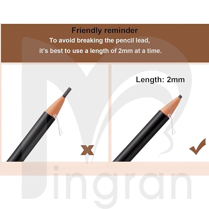 6pcs 2mm Ultra-Thin Eyebrow Pencil with Brush Waterproof Long-Lasting Slim Eyebrow Pencil Peel off Microblading Mapping Pencils (Mix 6 Colors)