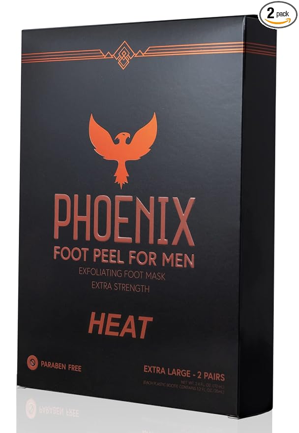 (Pack of 2) Phoenix Foot Peel for Men - Extra Large - Extra Strength - Cinnamon - Exfoliating Dry Feet Treatment - Callus Remover - Paraben and Fragrance Free -
