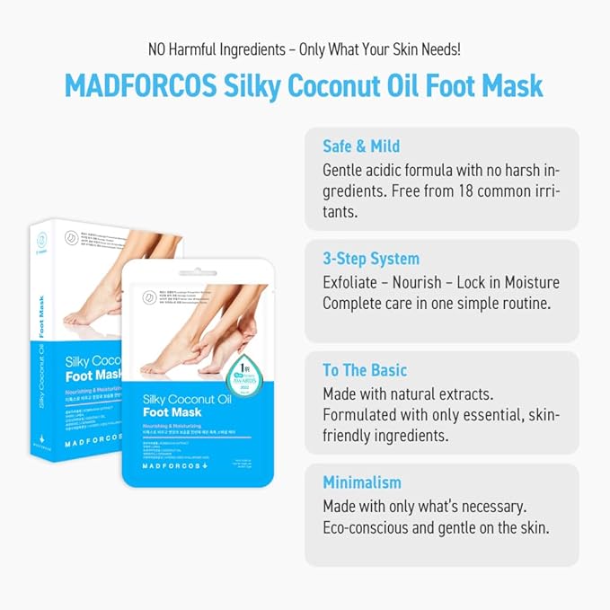Moisturizing Foot Mask Socks Silky Coconut Oil Booties for Dry, Cracked Feet & Heels | 5 Pairs