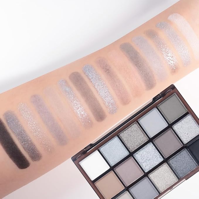 CAKAILA Smokey Black Eye Shadow Makeup Palette,15 Colors Gray Silver Dark Shimmer Matte Makeup Pallet,Long Lasting Waterproof Blendable for Daily and Halloween,Vegan,Cruelty -free
