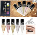 Go Ho Glitter Liquid Eyeliner Colorful Set,5 Colors Metallic Shimmer White Silver Gold Diamond Eye Liner,Glitter Eyeliner Eyeshadow Shine,Waterproof Long Lasting Glow Sparkle Eye Makeup