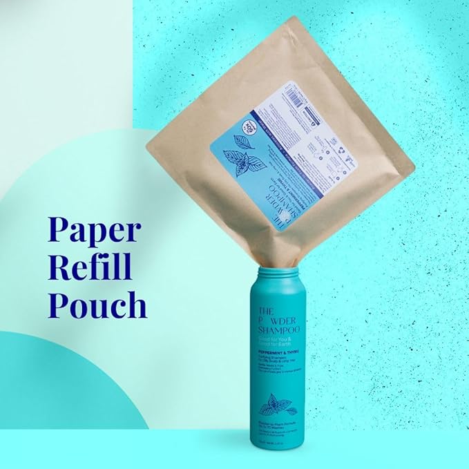The Powder Shampoo - Powder Shampoo Aluminum Bottle Purifying & Regulating Shampoo (Thyme & Peppermint) - 2.47 oz