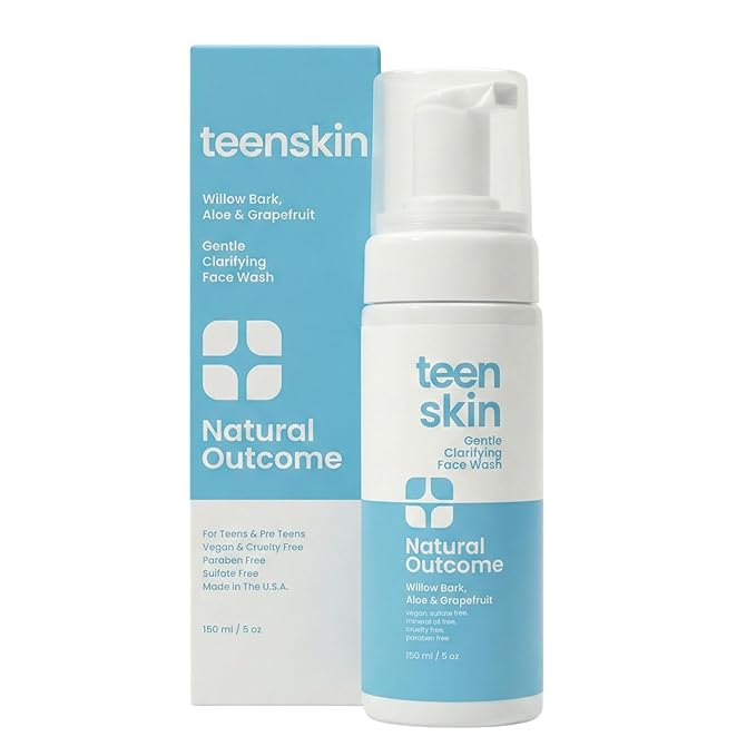 natural outcome Teen Skin Face Wash | Gentle Foaming Daily Boys & Girls Facial Cleanser Lotion | Natural Non-toxic Ingredients | For Teens, Preteens & Kids Looking to Prevent Acne | 5 oz