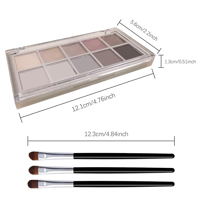 KYDA 10 Colors Smokey Grey Eyeshadow Palette, Neutral Grey Smokey Eyes Palette, Taupe Brown Eye Shadow Makeup, Ultra-Blendable Pigment, Long Lasting Matte Eyeshadow for Women