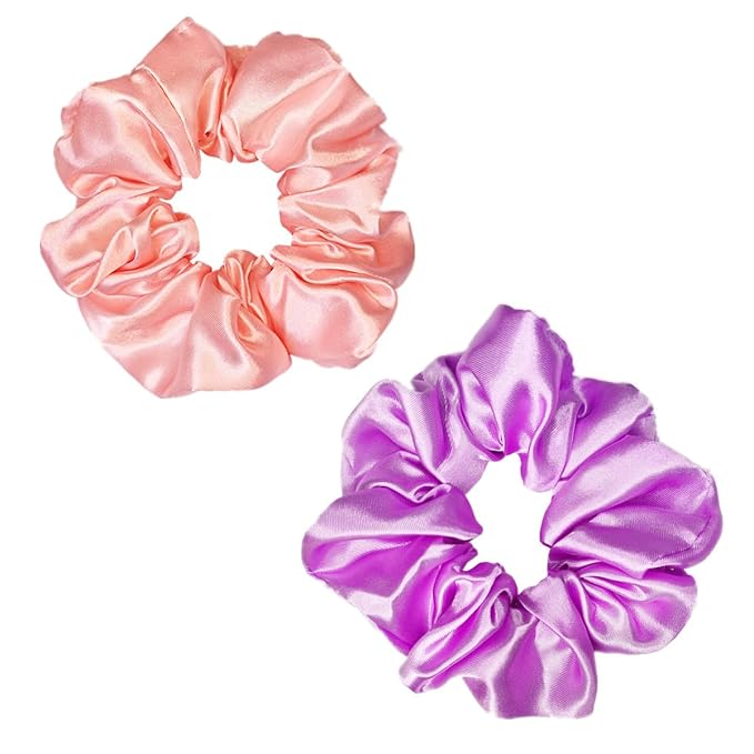 12 Pcs Satin Silk Hair Scrunchies Soft Hair Ties Fashion Hair Bands Hair Bow Ropes Hair Elastic Bracelet Ponytail Holders Hair Accessories (4.5 Inch, Assorted Red and Purple)