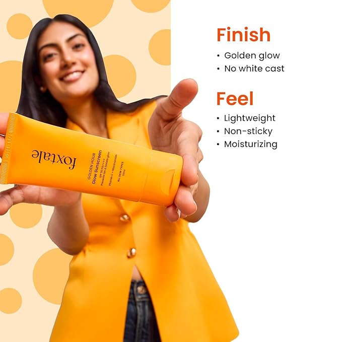 FoxTale Vitamin C & Niacinamide Glow Sunscreen Spf 50 Pa++++, Lightweight, Fast Absorbing, Uva And Uvb Filters, Prevents Tanning, No White Cast, Non-Greasy, For Men&Women, All Skin Types - 50 Ml