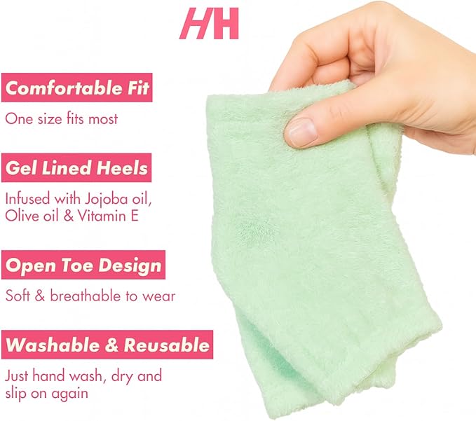 Handmade Heroes Foot Mask for Cracked Heel Treatment Gel Mask for Dry Cracked Feet Women with Jojoba & Vitamin E Intensive Overnight Heel Repair Moisturizing Overnight 2pc