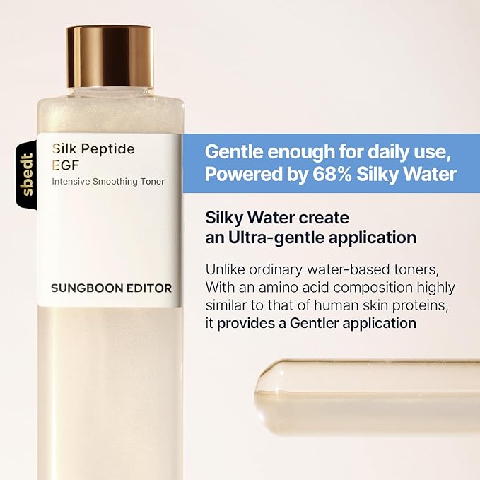 SUNGBOON EDITOR Silk Peptide EGF Facial Toner with Copper Peptides for Sensitive Skin | Moisture & Smoothing Care for fine Lines | Firm-Looking Radiance | Korean Skincare 10.14 fl oz