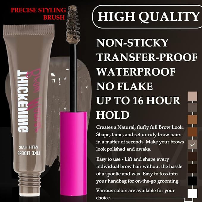 Kaely Thickening Brow Mascara, Tinted Eyebrow Gel Waterproof, Eyebrow Color Makeup, Vegan, Cruelty Free, maquillaje gel para cejas a prueba de agua, 05 Cool Ash Brown