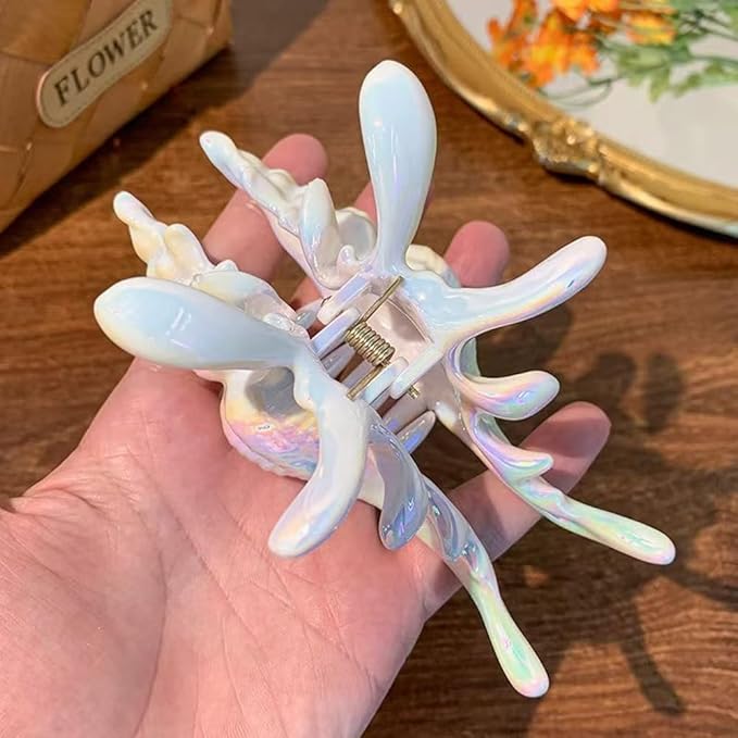 2 Pack Conch Hair Clips for Women Beach Ocean Seashell Large Hair Claw Clips Mermaid Accessories for Thick and Thin Hair