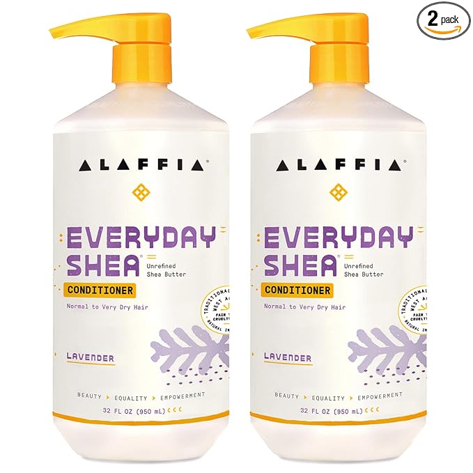 Alaffia Conditioner, Lavender 2-Pack – EveryDay Shea Sulfate-Free Conditioner with Shea Butter and Coconut Oil, 32 Oz Ea