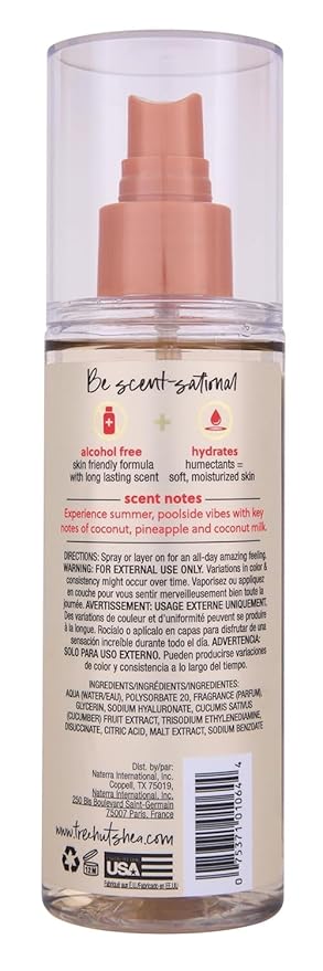Tree Hut Coco Colada Hair & Body Mist, Hydrating & Alcohol-Free Body Spray, Summer Scent, Fragrance with Coconut and Pineaple Notes, 6 Fl Oz.