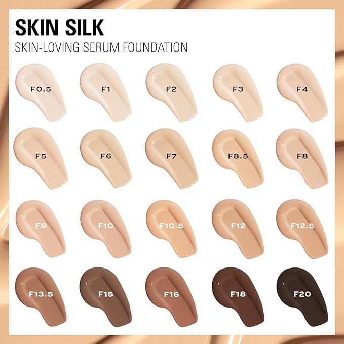 Revolution, Skin Silk Serum Foundation, Light to Medium Coverage, Lightweight & Radiant Finish, Contains Hyaluronic Acid, F18 Deep Skin Tones, 0.77 fl oz (Pack of 2)