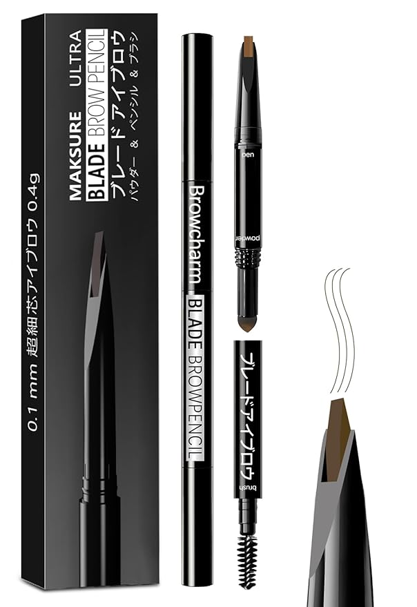 Browcharm Microblading Eyebrow Pencil,0.1mm Ultra-Fine Tip,3-in-1 Waterproof Eyebrow Pencil,with Eyebrow Powder&Eyebrow Brush,Hair-Like Strokes,Shapes,Fills Brow Makeup (06 Khaki Brown)