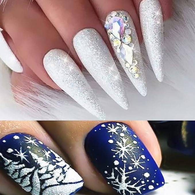 4Jars Pearl Shiny Silver Nail Glitter Powder White Color Chrome Glitter Pigment Dust Iridescent Nail Gel Polishes Decoration Diamond Aurora Glitter Mermaid Chrome Nails DIY