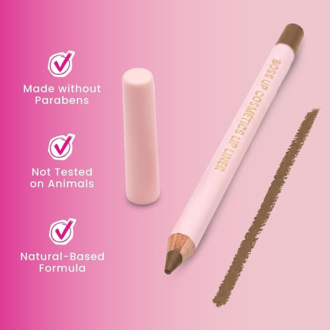 BossUp Cosmetics All-In-One Lip Kit | Light Tan Lip Liner and Lip Oil Set with Clear and Color Changing Lip Oils | Complete Lip Makeup Kit for Women