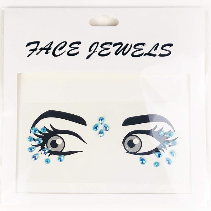 Tear Face Gems Glitter Tattoo for Eye Corner and Forehead Bindi Rhinestone Face Jewelry Rave Party Decorations For Women Kids, 3-Pack