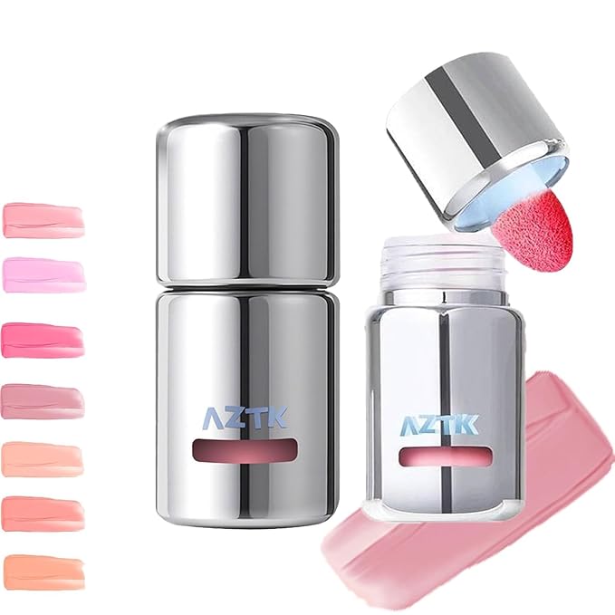Aztk Liquid Blush, Jelly Color Liquids Blushes with Sponge Head, Matte Nude Makeup Blusher Cream, Lasting, Lightweight, All-day Moisturizing and Smooth, Lightweight Face Color, 7 Shades (JC04, 5ml)