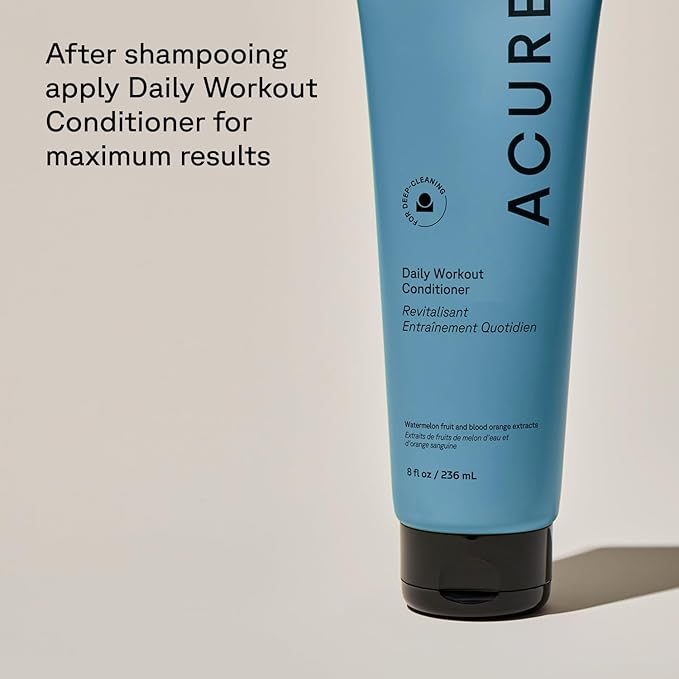 Acure Daily Workout Watermelon Shampoo - Lightweight Hydrating & Clarifying Shampoo for Women & Men w/Oily, Damaged Hair & Dry Scalp, Color Safe, Vegan, Paraben & Sulfate Free - 8 fl oz (2 Pack)