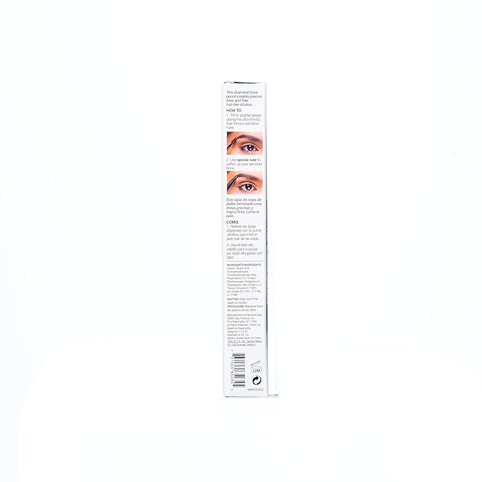 Kiss New York Professional Brow Pencil with Spoolie Brush, Ultra-Fine Precision Point Eyebrow Pencil, Dual-Sided Precise, Slim Definer, Fills Brows, Long-Lasting (Deep Dark Brown)