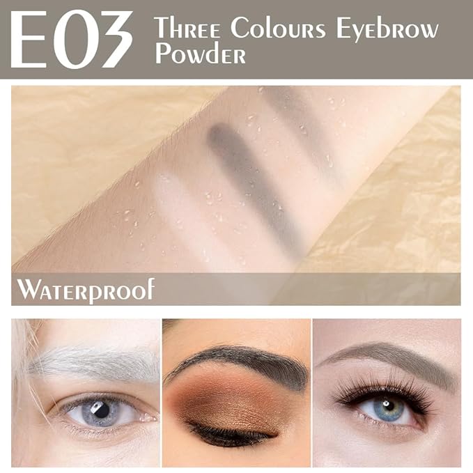 Eyebrow Powder Taupe Grey Kit,Eye Brow Powder for Women with Double-ended Eyebrow Brush,Long-Lasting Waterproof Two Colors Brow Filler Get Full Defined Natural Brows,Brown Eyebrow Powder Makeup