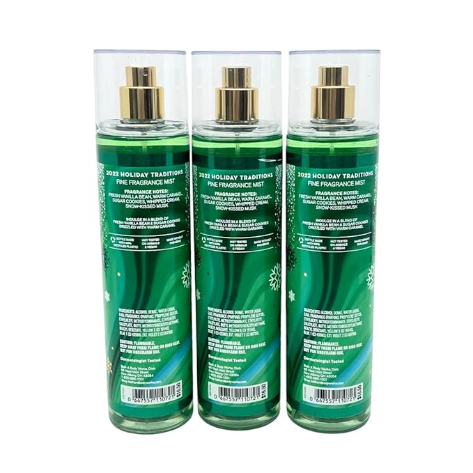 Bath & Body Works Vanilla Bean Noel Fine Fragrance Mist 8oz - Lot of 3-2022 Version