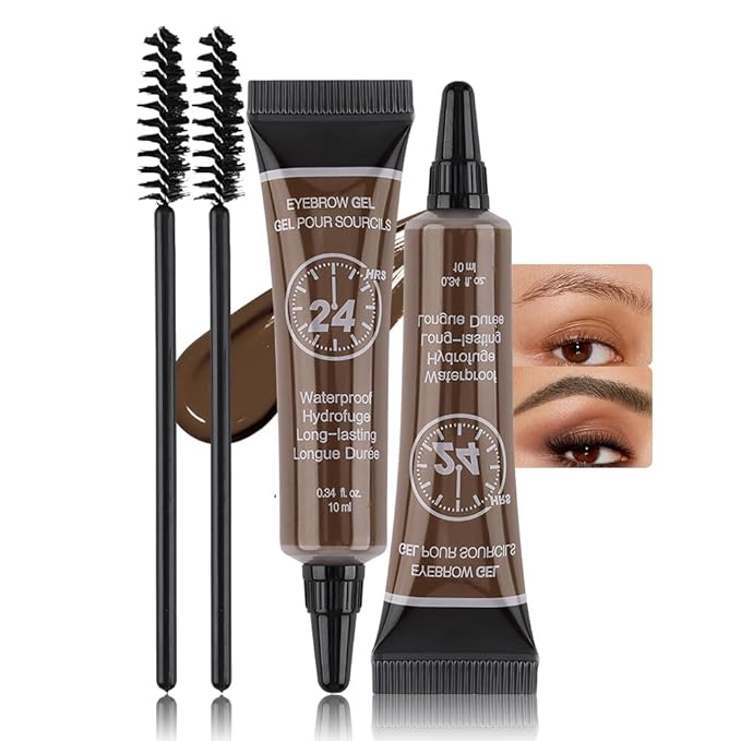 BINGBRUSH 2 Pcs Thickening Brow Mascara, Extreme Hold Tinted Eyebrow Gel, Waterproof Smudge-proof Professional Brow Color Kit, Eyebrow Makeup Set (125# Espresso)