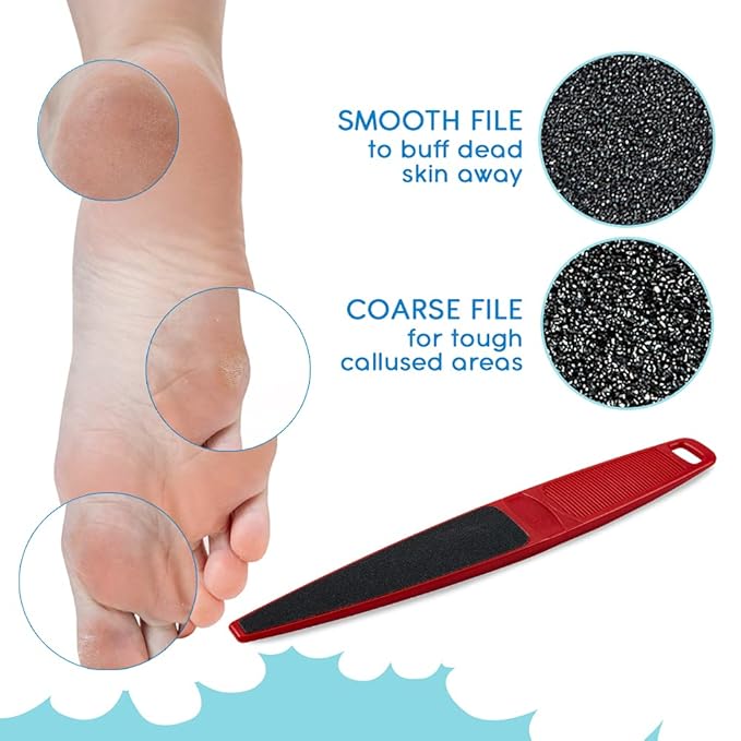 Flowery Original Swedish Clover Red Foot File – Stainless Steel Pedicure Foot Scrubber, 60/100 Grit