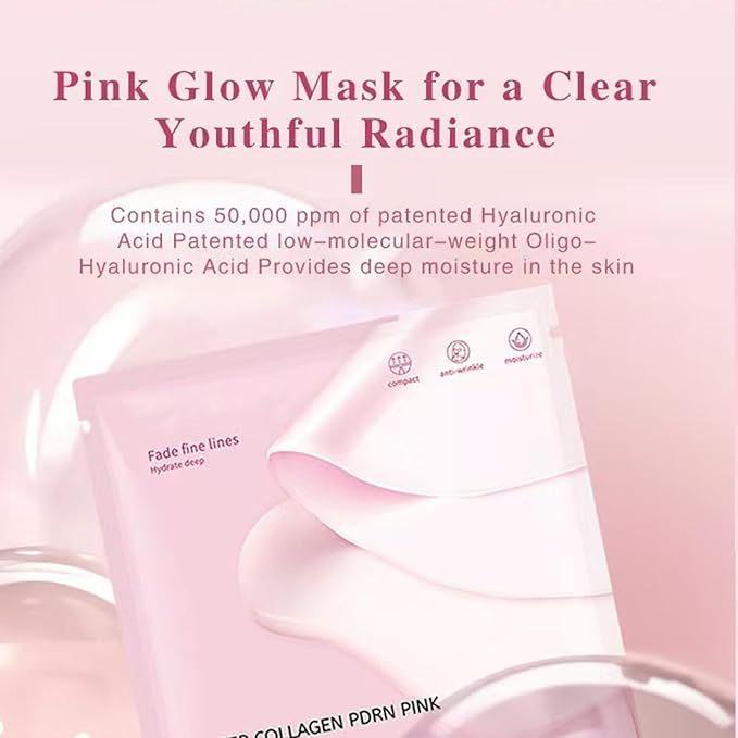 PDRN Pink Jelly Gel Mask, Deep Collagen Overnight Face Mask, Hydrating Firming Moisturizing, Pore Minimizing Elasticity Plumping Korean Skincare, 5 EA Set