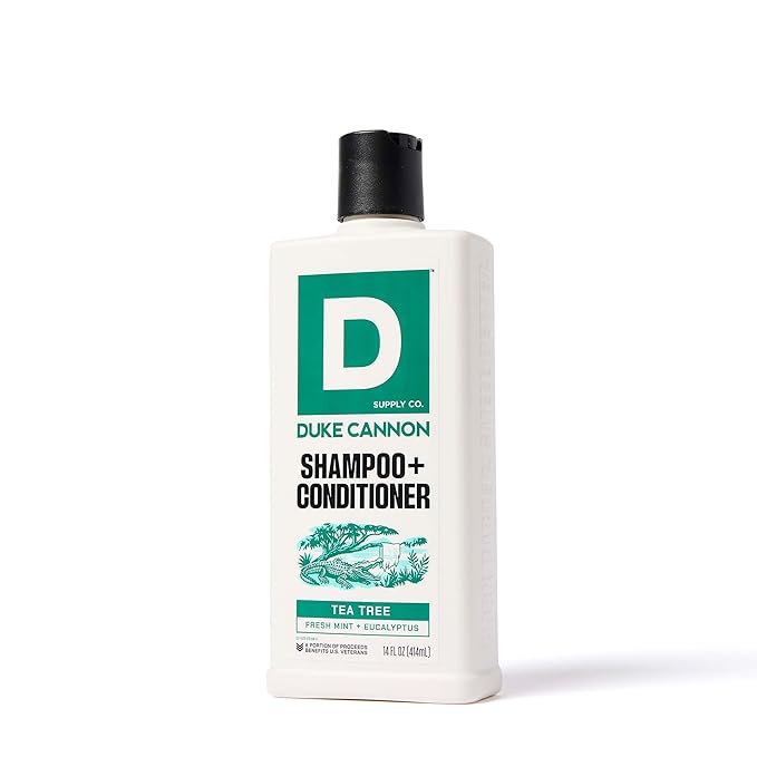 Duke Cannon 2-in-1 Shampoo & Conditioner for Men – Tea Tree Oil, Refreshing Scalp Care, Sulfate Free, 14 oz (Pack of 2)