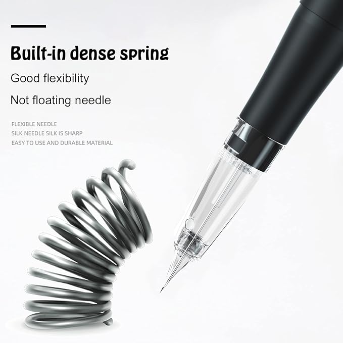 Permanent Eyebrow Makeup Tattoo Pen Kit for Eyebrow Lip Eyeliner Tattoo Machine with 700mAh Wireless Battery 15 pcs Cartridge Needles Microblading Supply(Black Tattoo Kit)