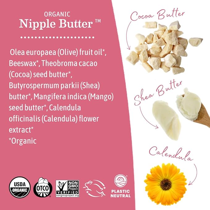 Earth Mama Organic Nipple Butter - 2 fl oz - Lanolin-Free Nipple Cream - Safe, Soothing Balm for Breastfeeding - Postpartum Essentials for Nursing