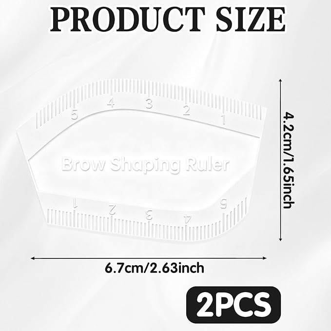 2Pcs Eyebrow Ruler and Mapping Tool, Arch Shaping Ruler with Measurement Scale for Microblading and Brow Design, Reuse Symmetrical Brow Shaping Kit for Women