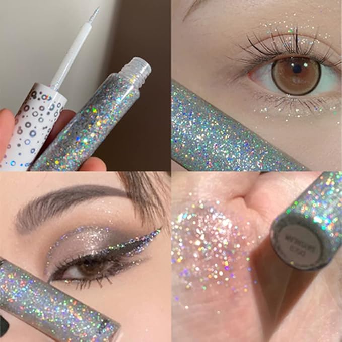 Liquid Glitter Eyeshadow & Eyeliner - Metallic Glitter Shimmer Eye Looks, Waterproof, Long Lasting & Quick-Drying Sparkling Eye Shadow Makeup Euphoria 02