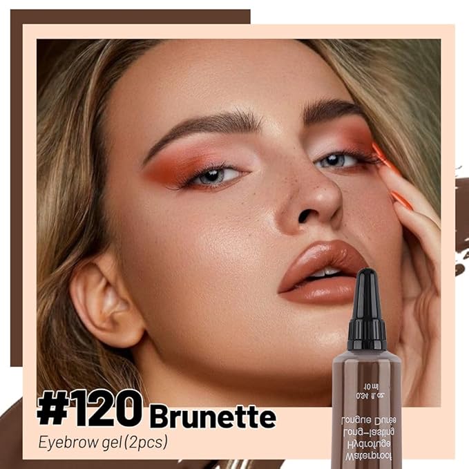 BINGBRUSH 2 Pcs Thickening Brow Mascara, Extreme Hold Tinted Eyebrow Gel, Waterproof Smudge-proof Professional Brow Color Kit, Eyebrow Makeup Set (120# Brunette)