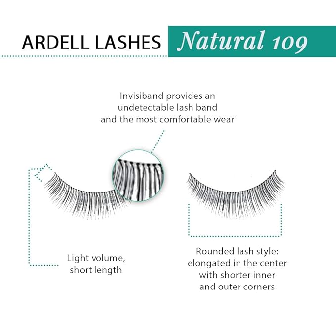 Ardell Natural False Eyelashes 109 - Black, Reusable Strip Lashes Lash Enhancement for Everyday Wear, 4 Pack