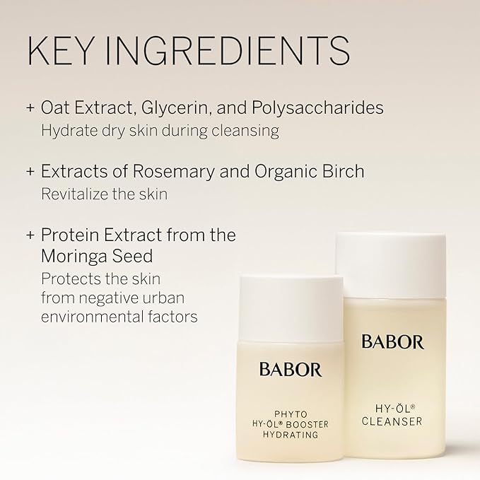 BABOR HY-OL & Phyto HY-OL Booster Hydrating Travel Size Skincare Kit, Cleansing Oil and Hydrating Cleanser, Skincare Set
