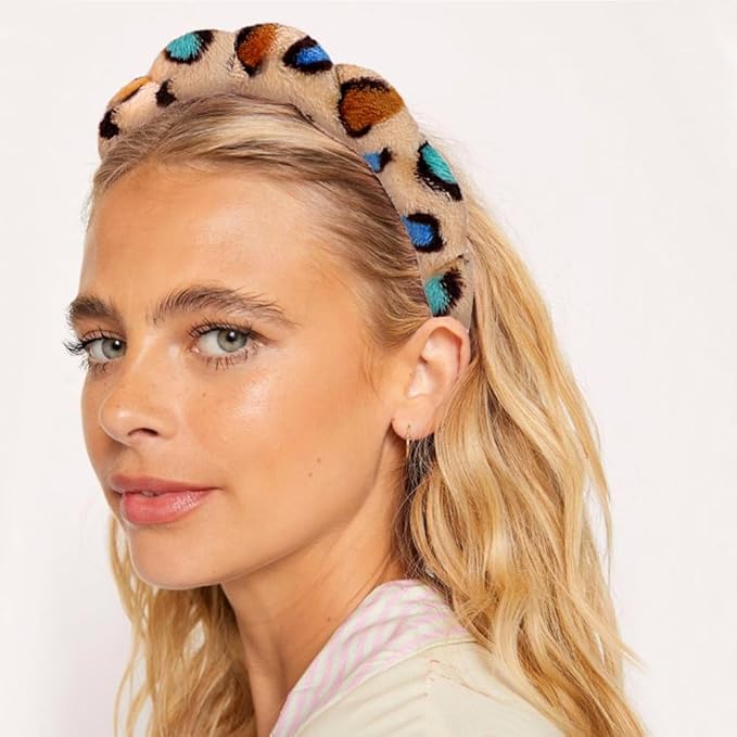 Tetizo Spa Headbands for Washing Face Wristband Set Sponge Makeup Skincare Headband Wrist Towels Bubble Soft Terry Towel Cloth Hairband for Women Puffy Headwear Non Slip Thick Thin Hair Headwear
