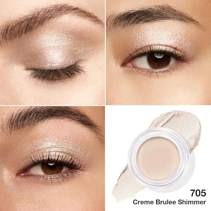 FeiCuiYun Cream Glitter Brulee Shimmer Metallic Eyeshadow Palette Makeup, Natural Single Mini Instant Holographic Eyeshadow For Women, Sombras Crema Para Ojos, Talc, Paraben & Cruelty Free, 705