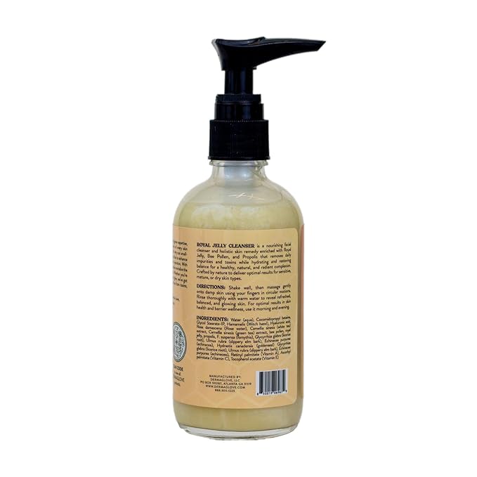 DERMAGLOVE Royal Jelly Cleanser - pH-Balanced Daily Facial Cleanser with Honey & Royal Jelly - 4 Fl Oz (Pack of 1)