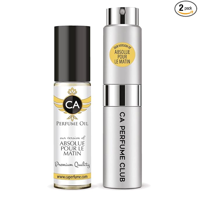 CA Perfume Duo Impression of Absolue Pour Le Matin For Women And Men Perfume Layering Set Long Lasting Travel Size EDP + Body Oil Roll-On Bottle 0.27 Fl Oz+0.33 Fl Oz
