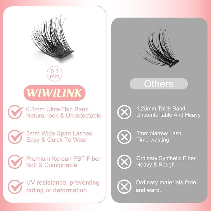 Lash Clusters Kit Magic Lashes Clusters Fluffy 10-18mm Volume Cluster Eyelash Extensions Kit 0.3mm Soft Band Wispy DIY Individual Lashes with Lash Bond and Seal, Remover, Tweezer